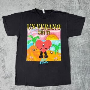 Bad Bunny Tee Shirt Un Verano Sin Ti Cotton Short Sleeve Rap Tee Adult M Black
